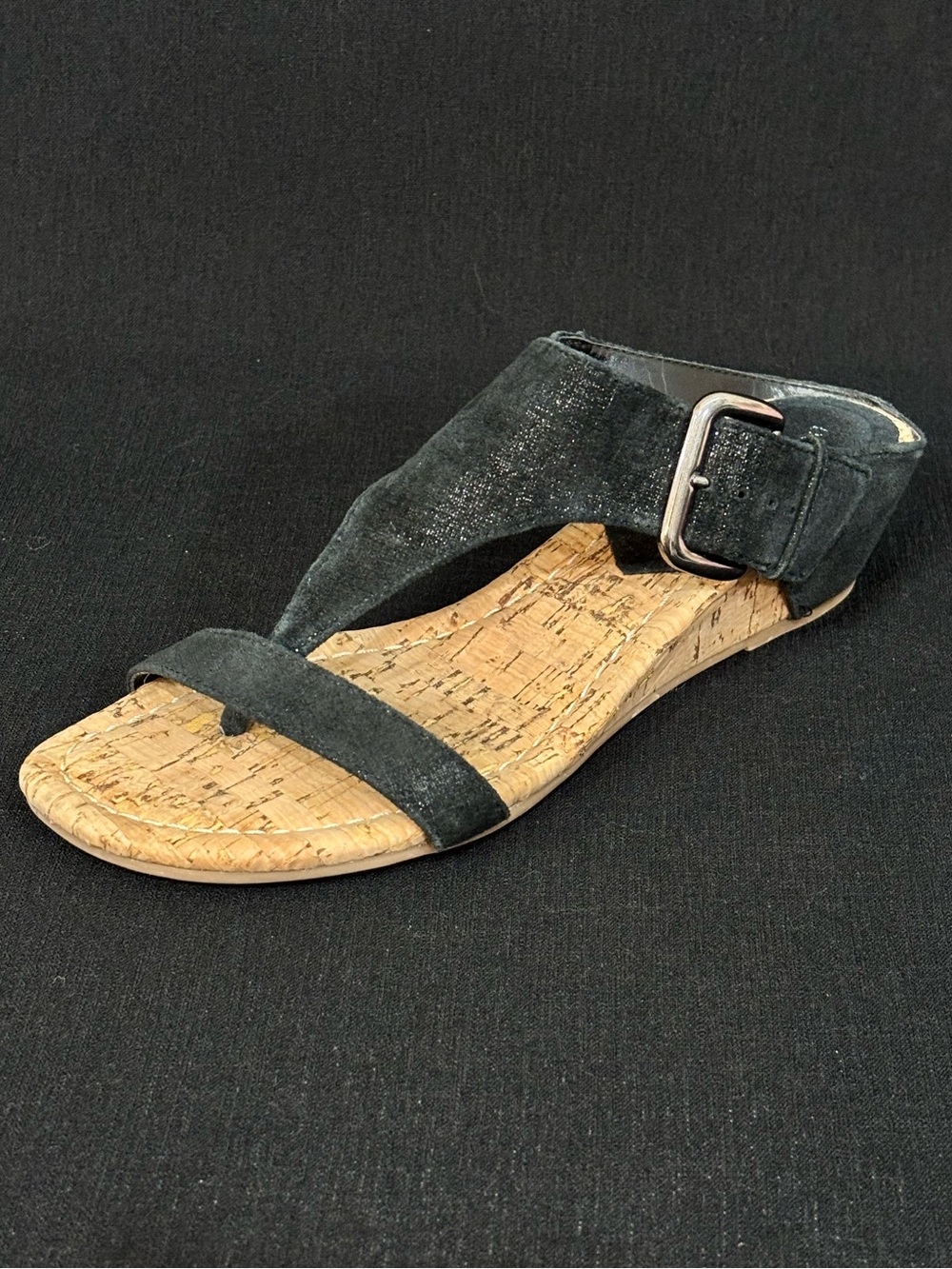 Donald J Pliner Donni Black Suede Cork Wedge Sandals Size 7M